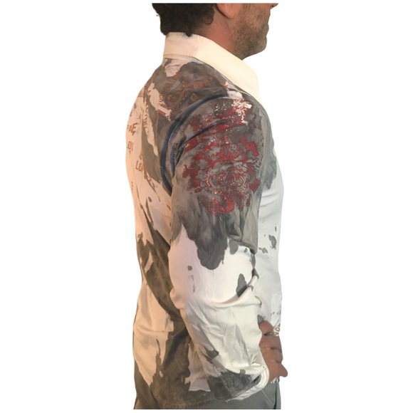 Vizzini long sleeve dress shirt icebreaker graffiti print sz M - Picture 5 of 9